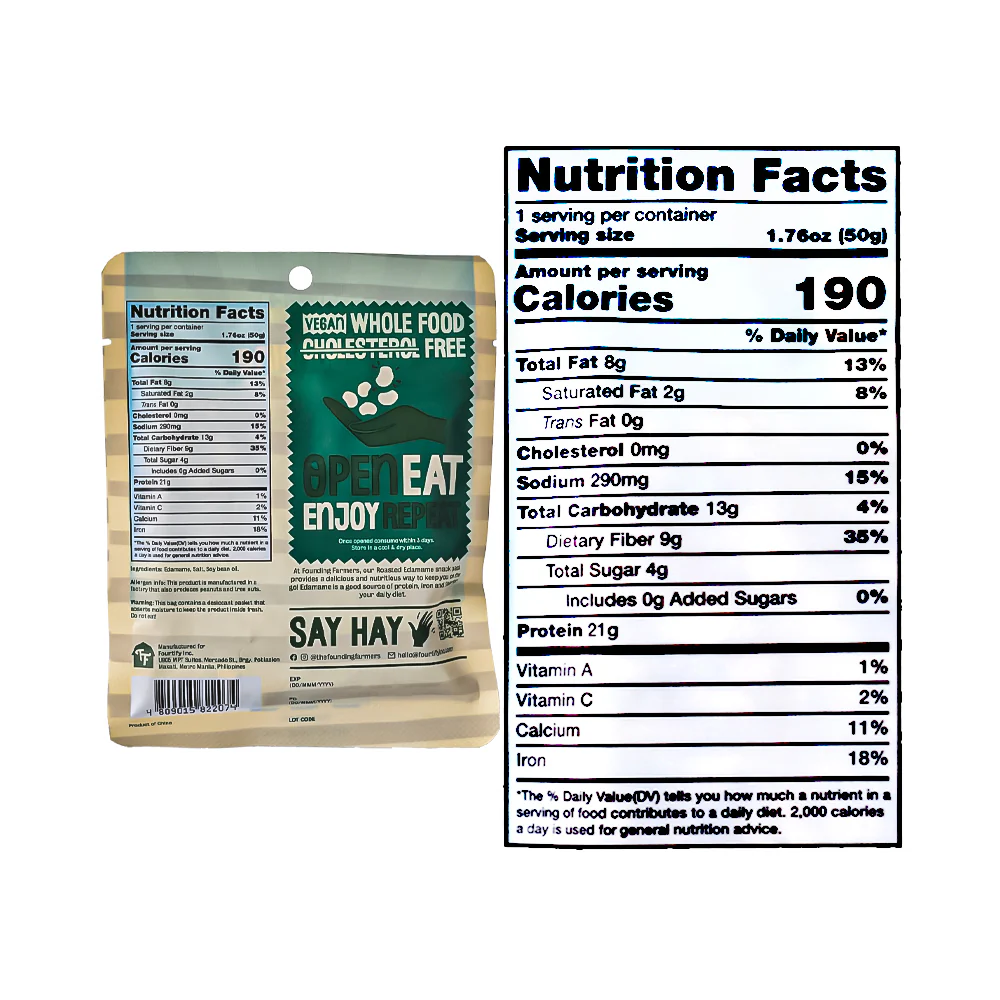 Founding Farmers Roasted Shelled Edamame Sea Salt 50g - Image 3