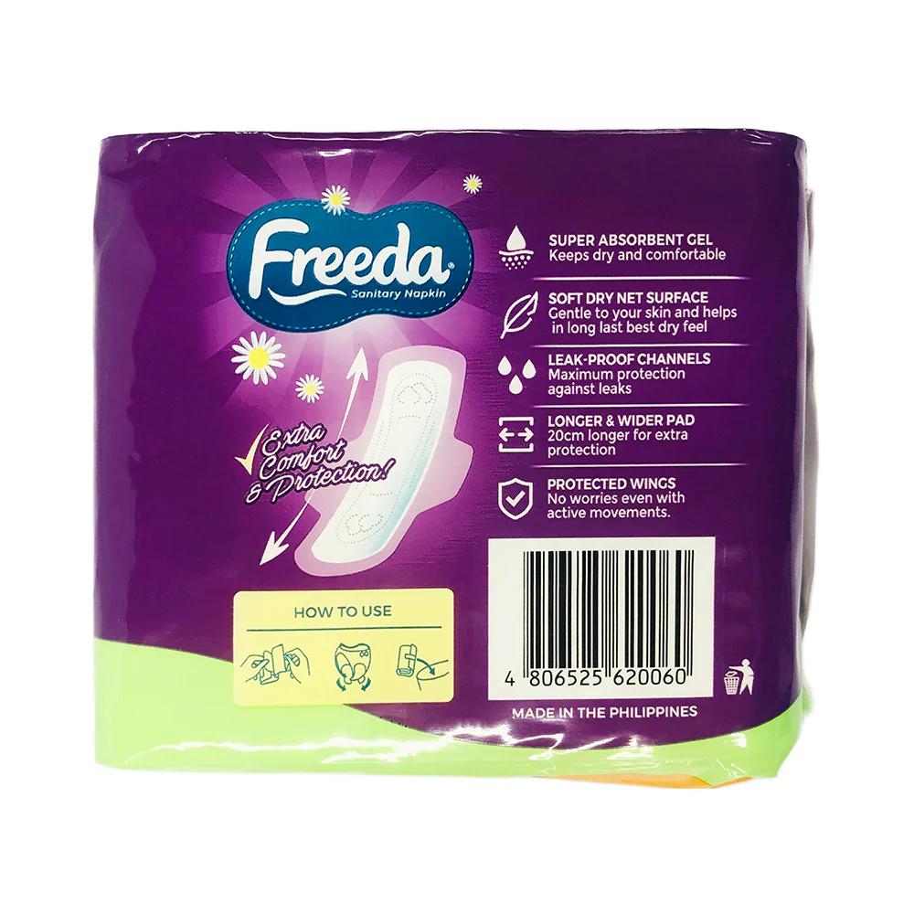 Freeda Napkin Clean And Dry Net Side Night Use With Wings 8's + Get 1 Free Pad - Image 2