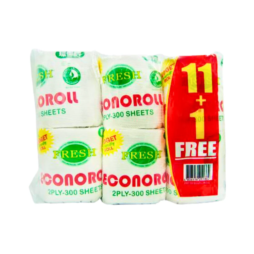 Fresh Econoroll Bathroom Tissue Rolls 2Ply x 11's + 1