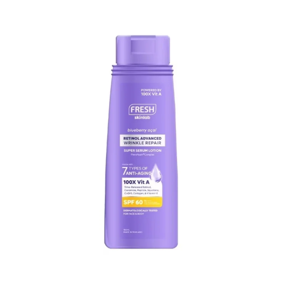 Fresh Skinlab Blueberry Acai Retinol Advance Wrinkle Repair Super Serum Lotion SPF 60 180ml - Image 2