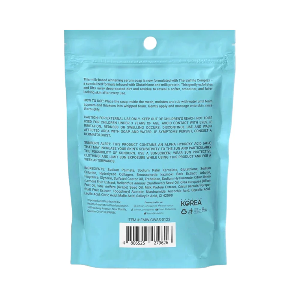 Fresh Skinlab Milk White 3 In 1 Glutathione Whitening Serum Soap 100g - Image 3