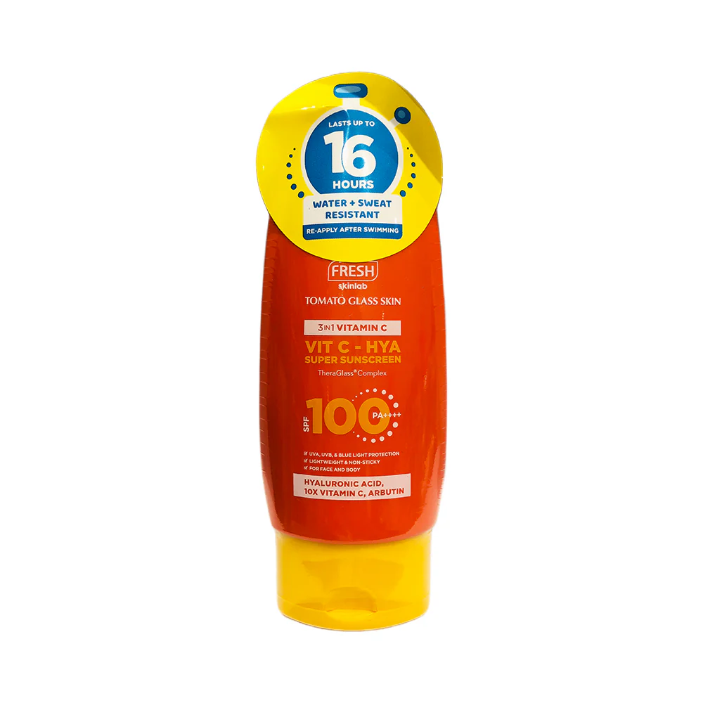 Fresh Skinlab Tomato Glass Skin Vit C Hya Super Sunscreen SPF 100 100ml - Image 2