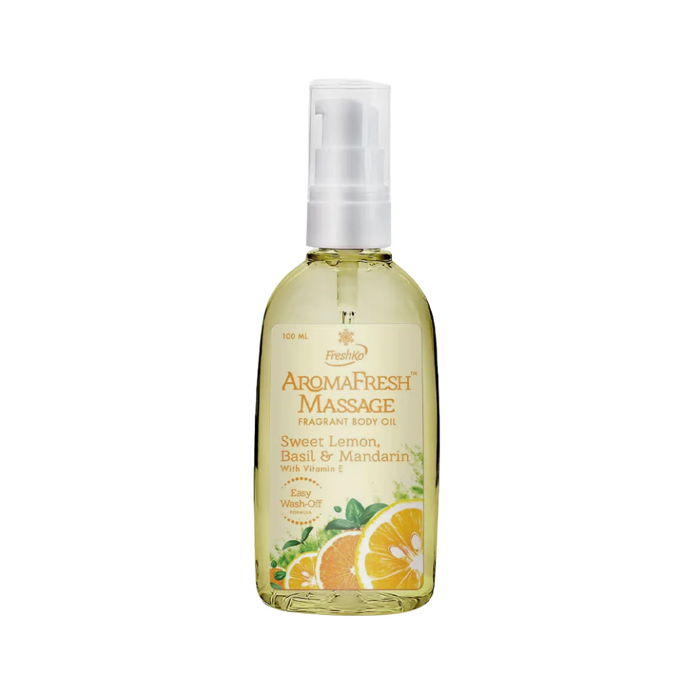 Freshko AromaFresh Massage Body Oil Sweet Lemon Basil & Mandarin 100ml - Image 2