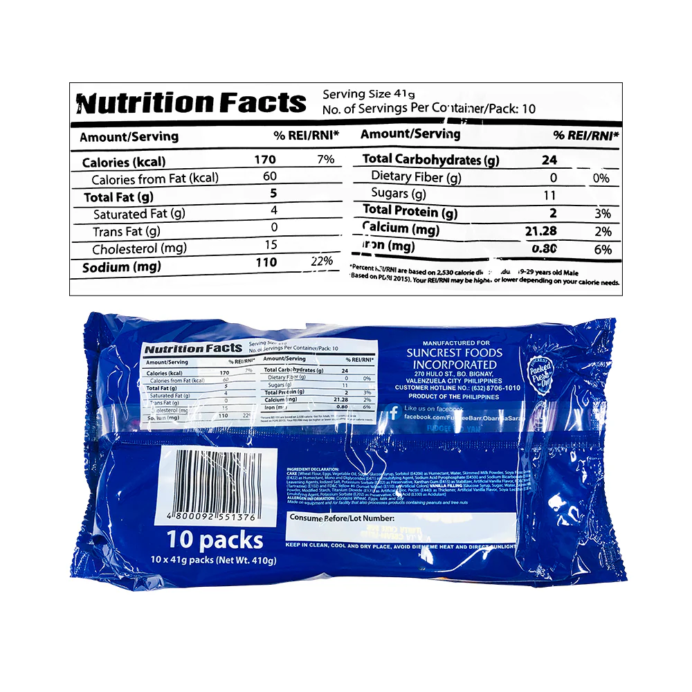 Fudgee Barr Vanilla 39g x 10's - Image 2