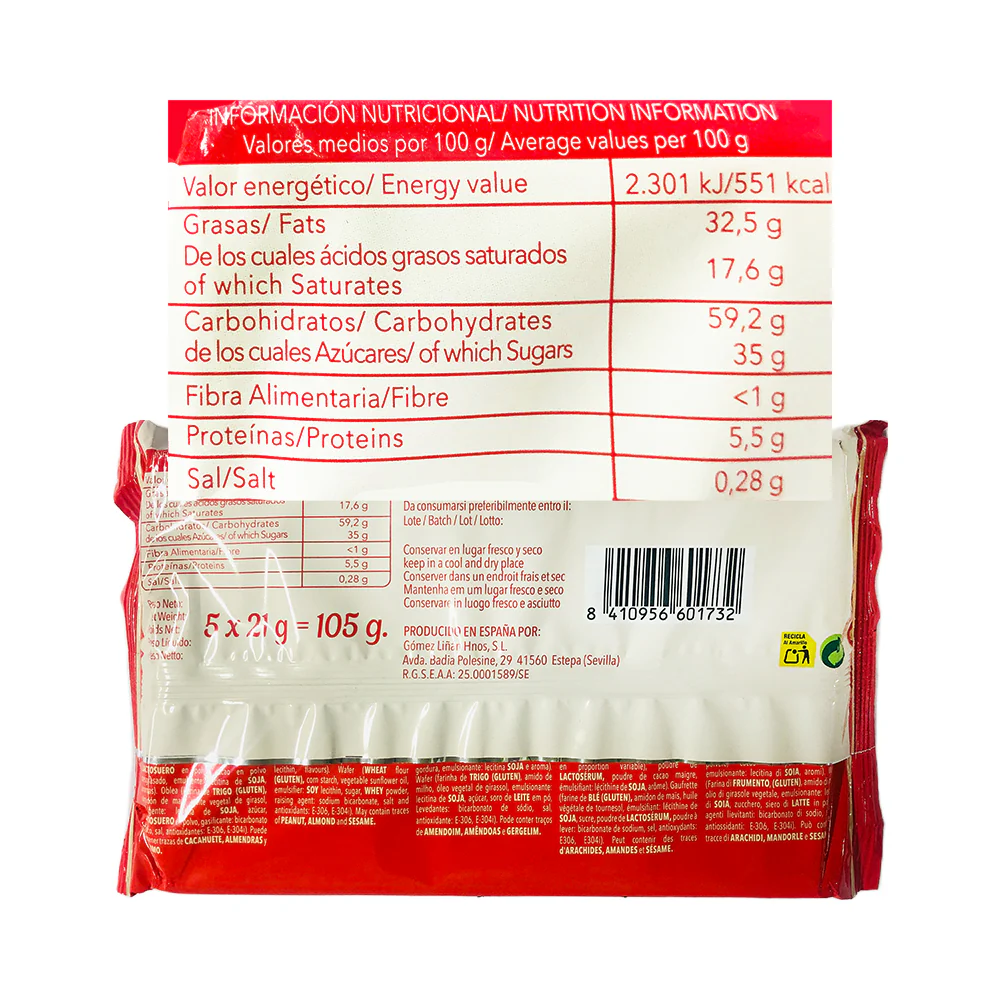 Funbar Hazelnut Cream Filled Bars 105g - Image 2