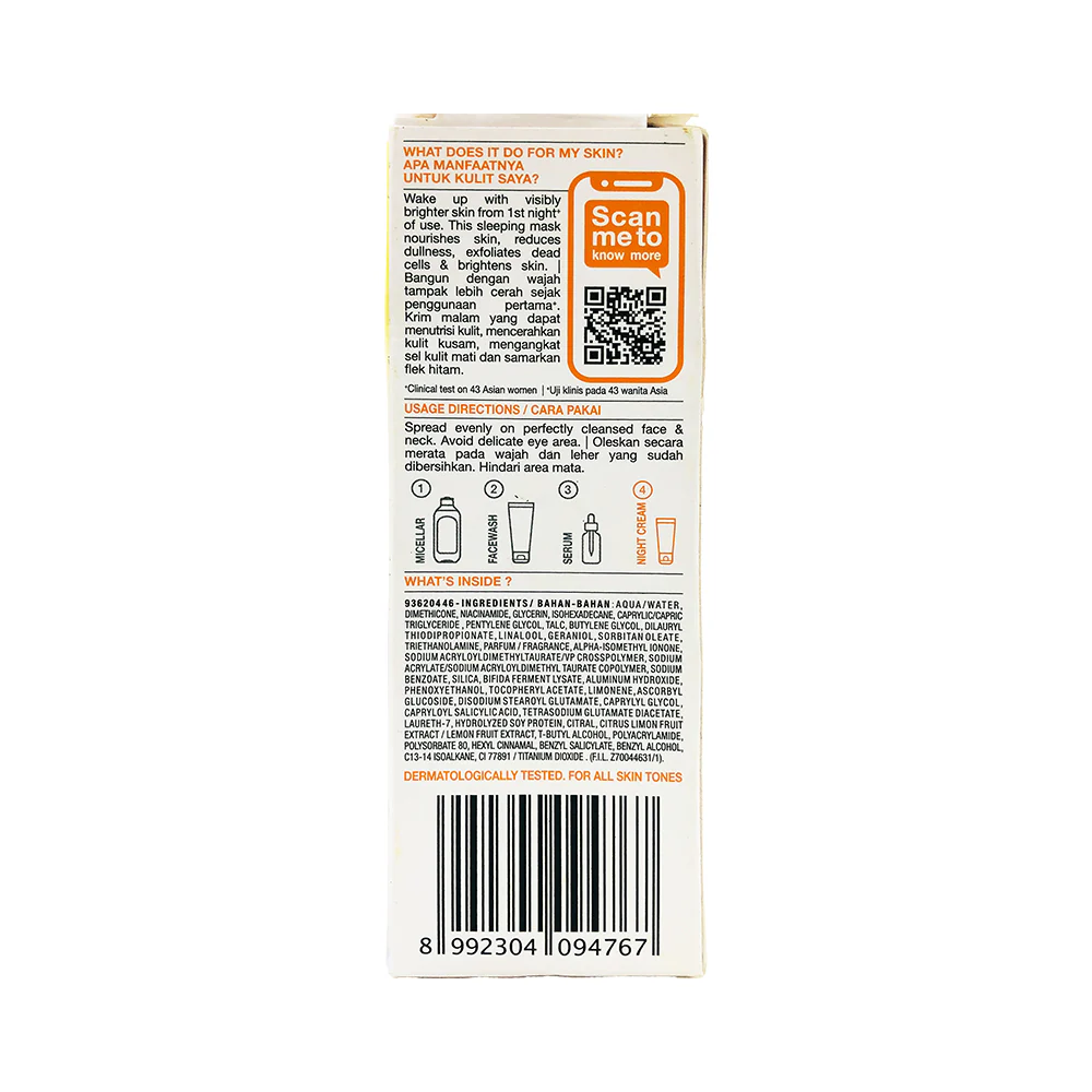 Garnier Bright Complete Yoghurt Sleeping Mask Night Cream 20ml - Image 2
