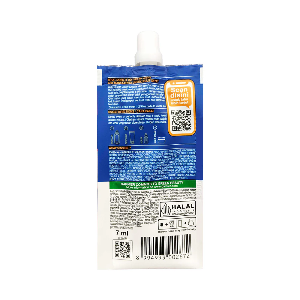 Garnier Bright Complete Yoghurt Sleeping Mask Night Cream 7ml - Image 2