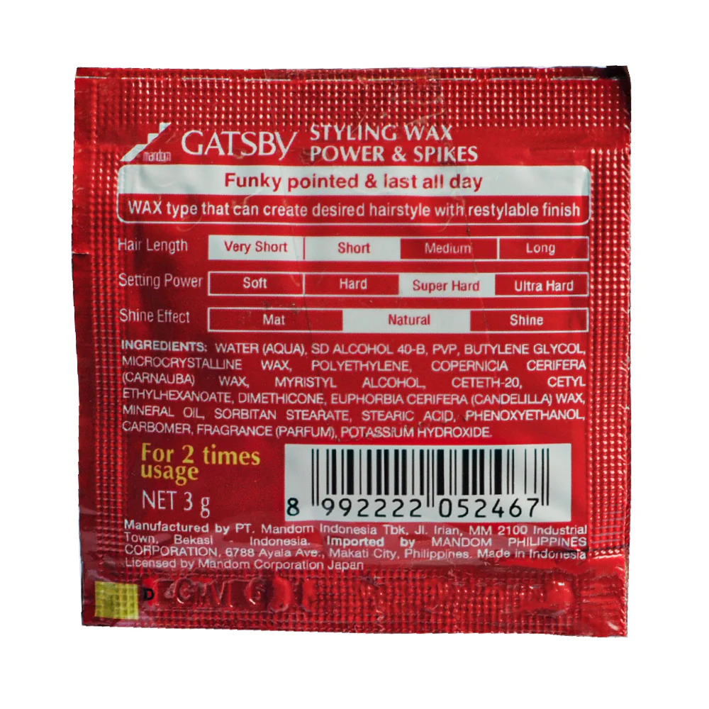 Gatsby Styling Wax Power And Spikes 3g x 12's ( 1 Doz ) - Image 2