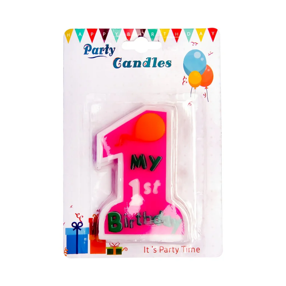 George My 1st Birthday Candle Blue/Pink - Image 2