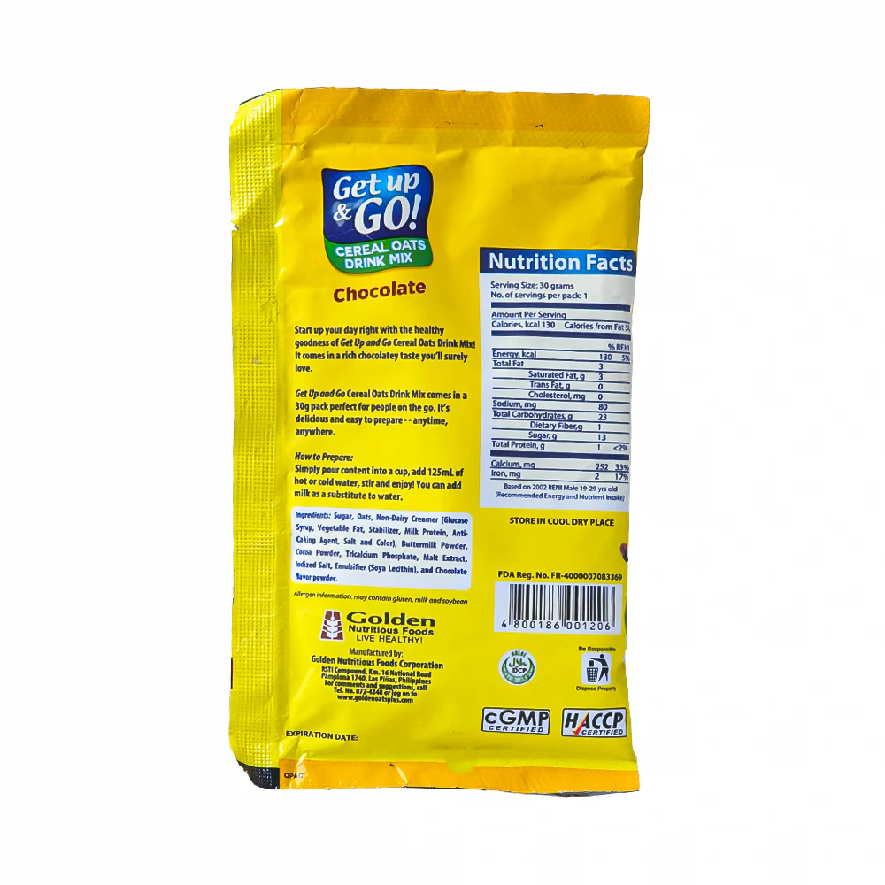Get Up and Go Cereal Oats Power Drink Chocolate 30g - Image 2