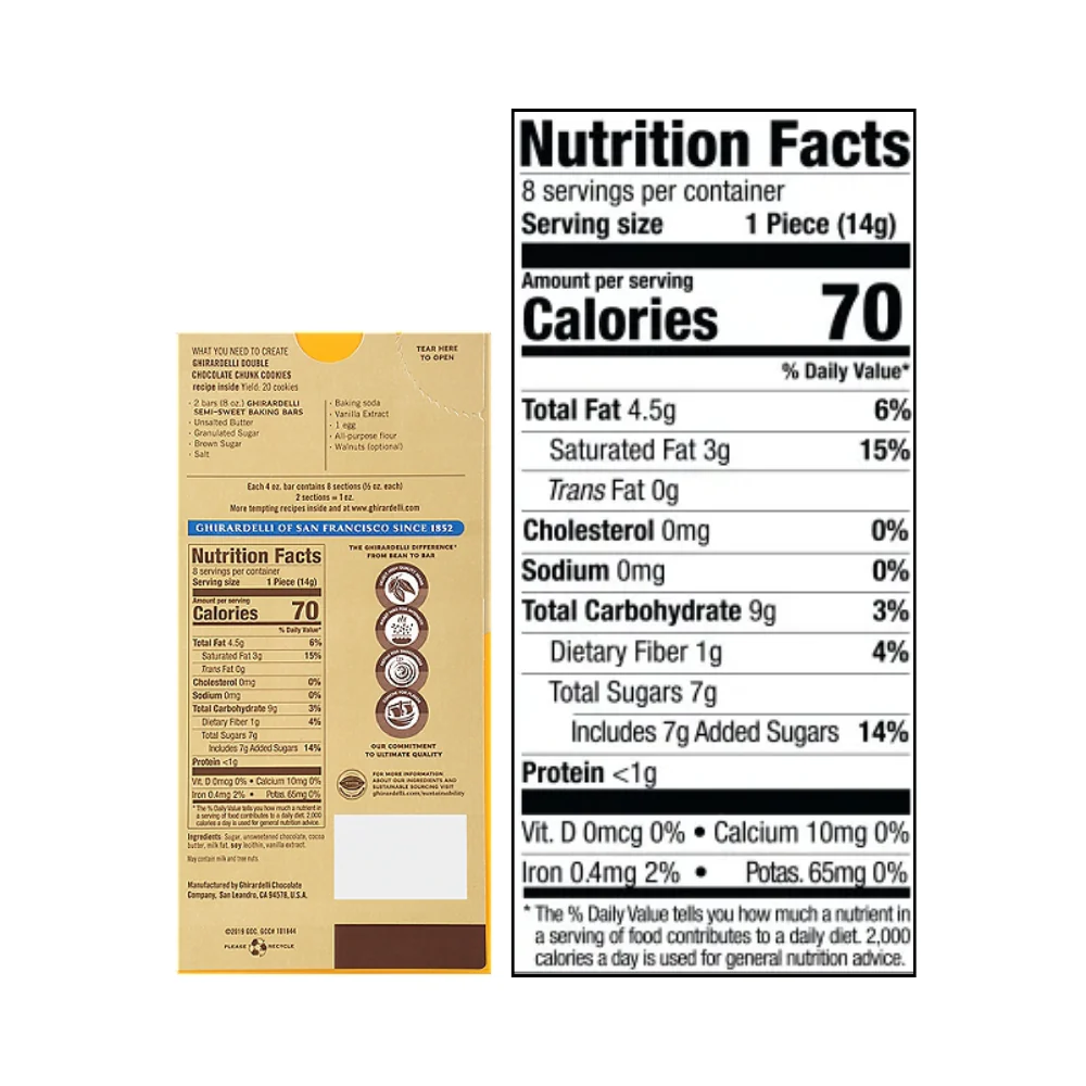 Ghirardelli Semi-Sweet Chocolate Baking Bar 113.5g (4oz) - Image 3