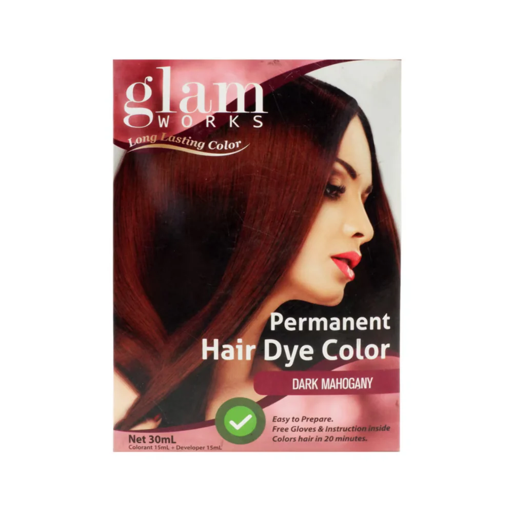 Glamworks Permanent Hair Dye Color Dark Mahogany 30ml - Image 2