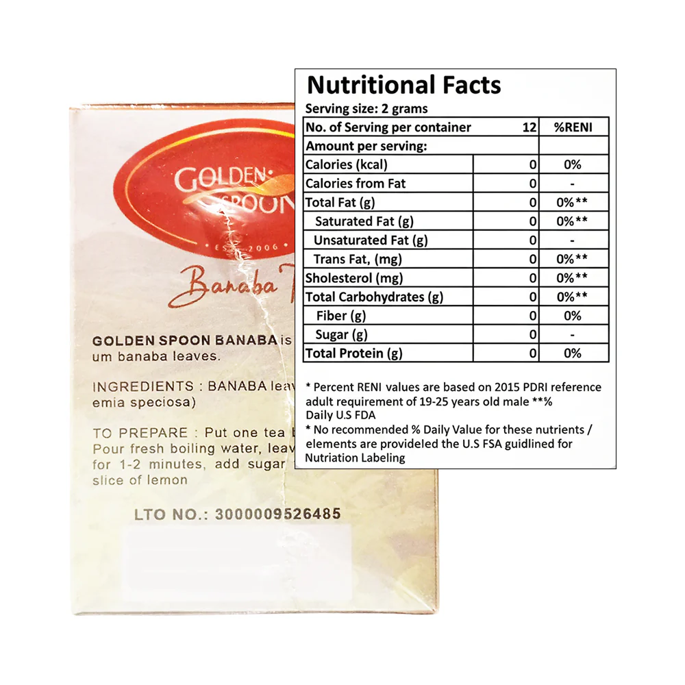 Golden Spoon Herbal Tea Drink Banaba 2g x 12 Tea Bags - Image 2