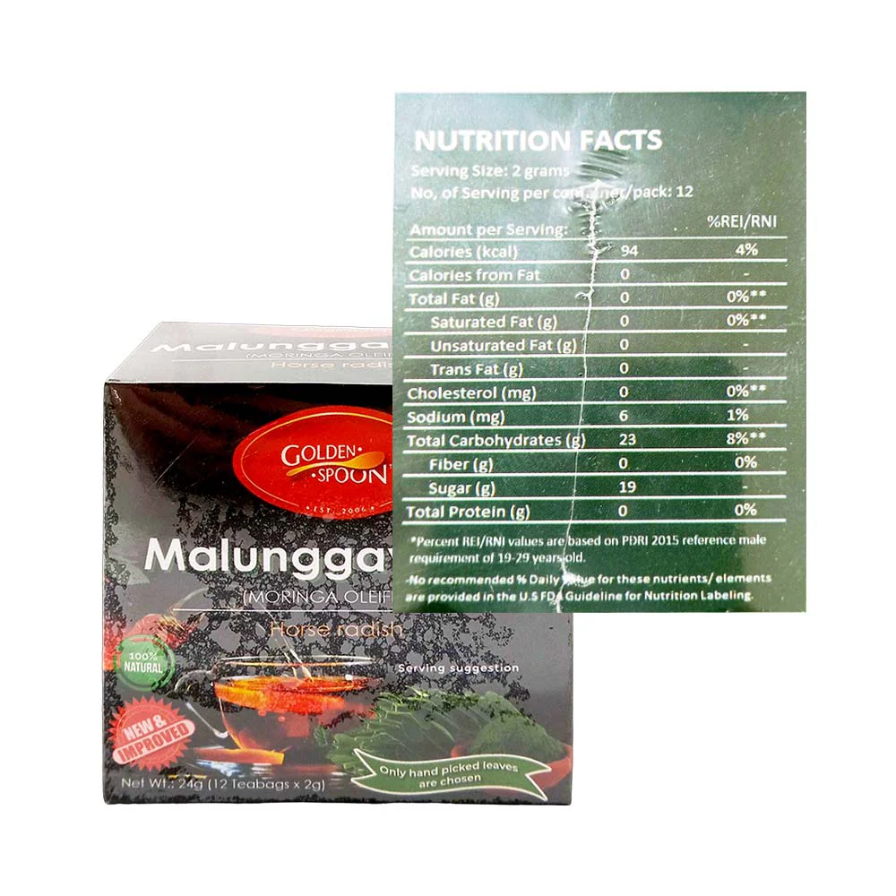 Golden Spoon Herbal Tea Drink Malunggay 2g x 12 Tea Bags - Image 2