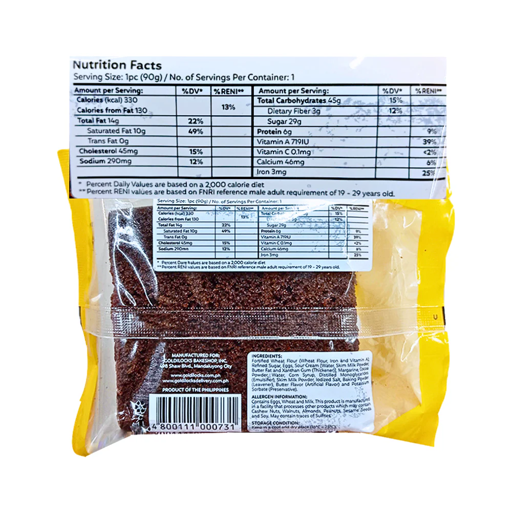 Goldilocks Choco Cake Slice 90g - Image 3