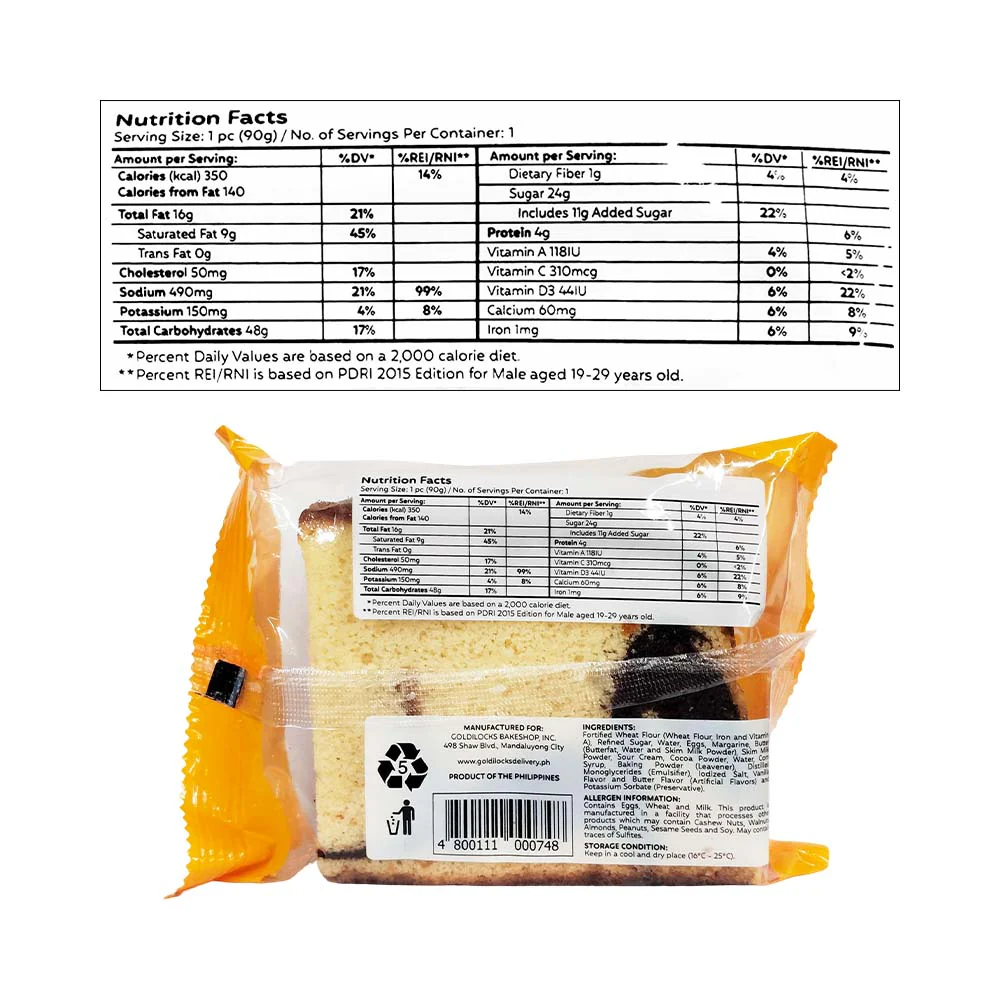 Goldilocks Marble Cake Slice 90g - Image 3