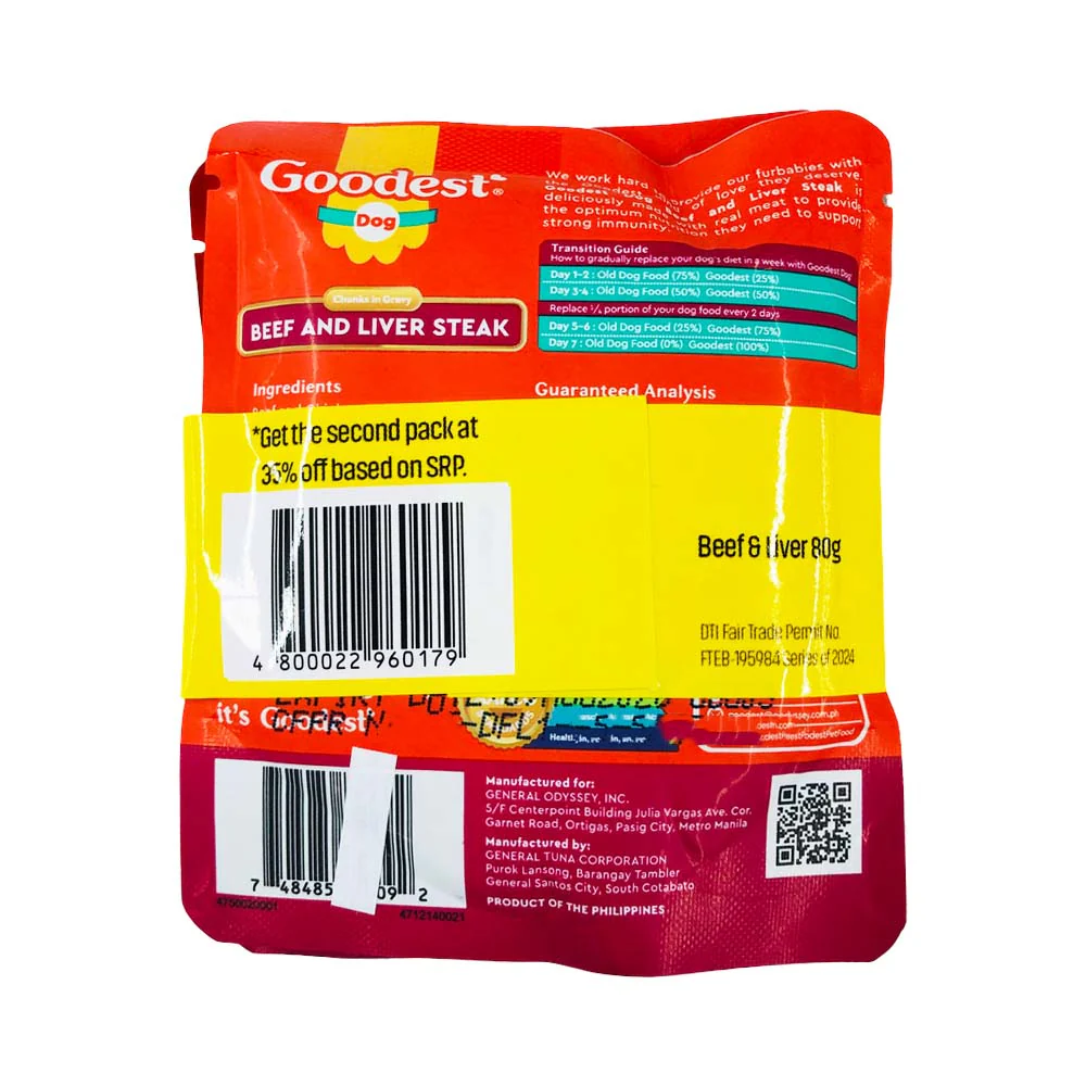 Goodest Dog Beef & Liver Steak 80g 2's - Image 2