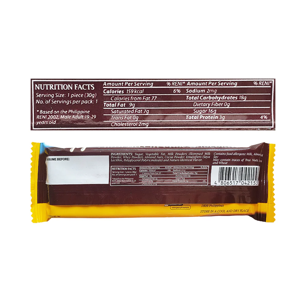 Goya Bar Milk Chocolate Almonds 30g - Image 2