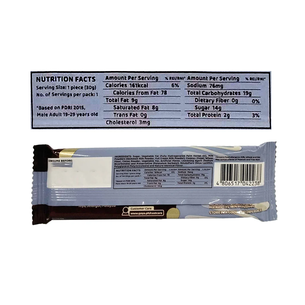 Goya Bar Milk Chocolate Cookies And Cream 30g - Image 2