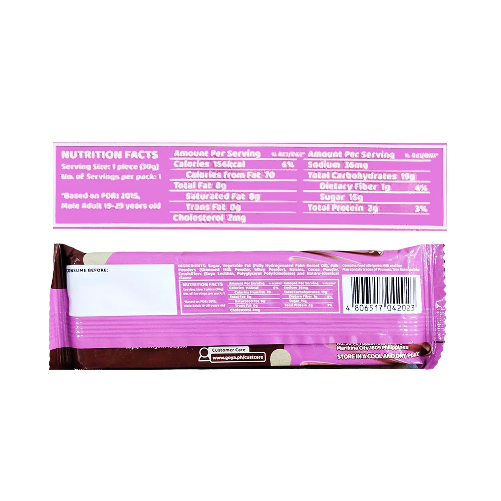 Goya Bar Milk Chocolate With Raisins 30g - Image 2