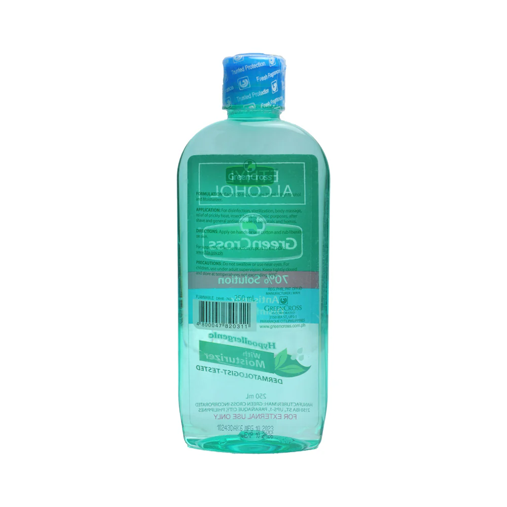 Green Cross Ethyl Alcohol 70% Solution 250ml - Image 2
