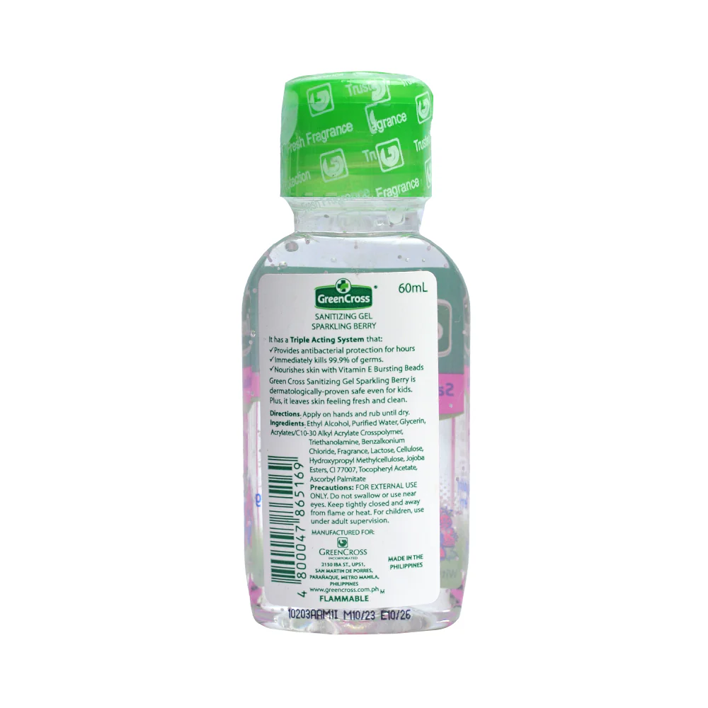 Green Cross Sanitizing Gel Sparkling Berry 60ml - Image 2