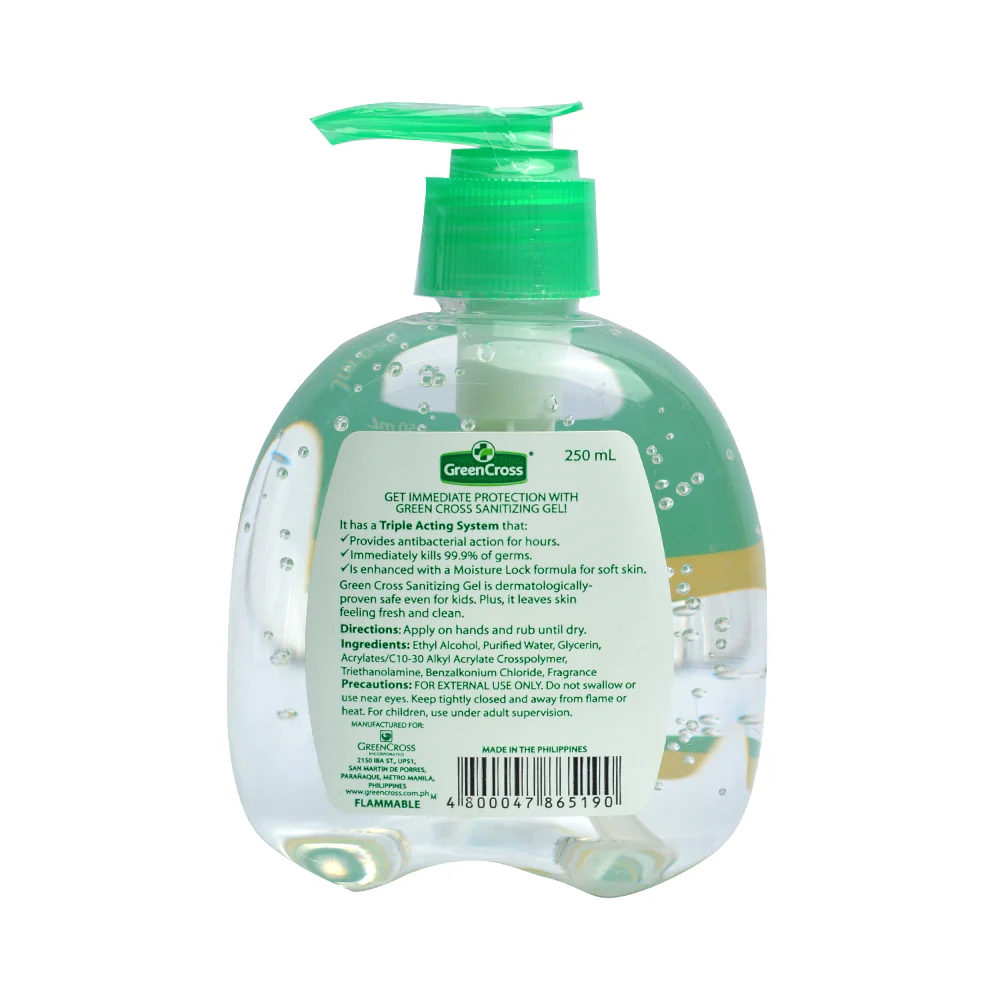 Green Cross Sanitizing Gel With Moisture Lock 250ml - Image 2