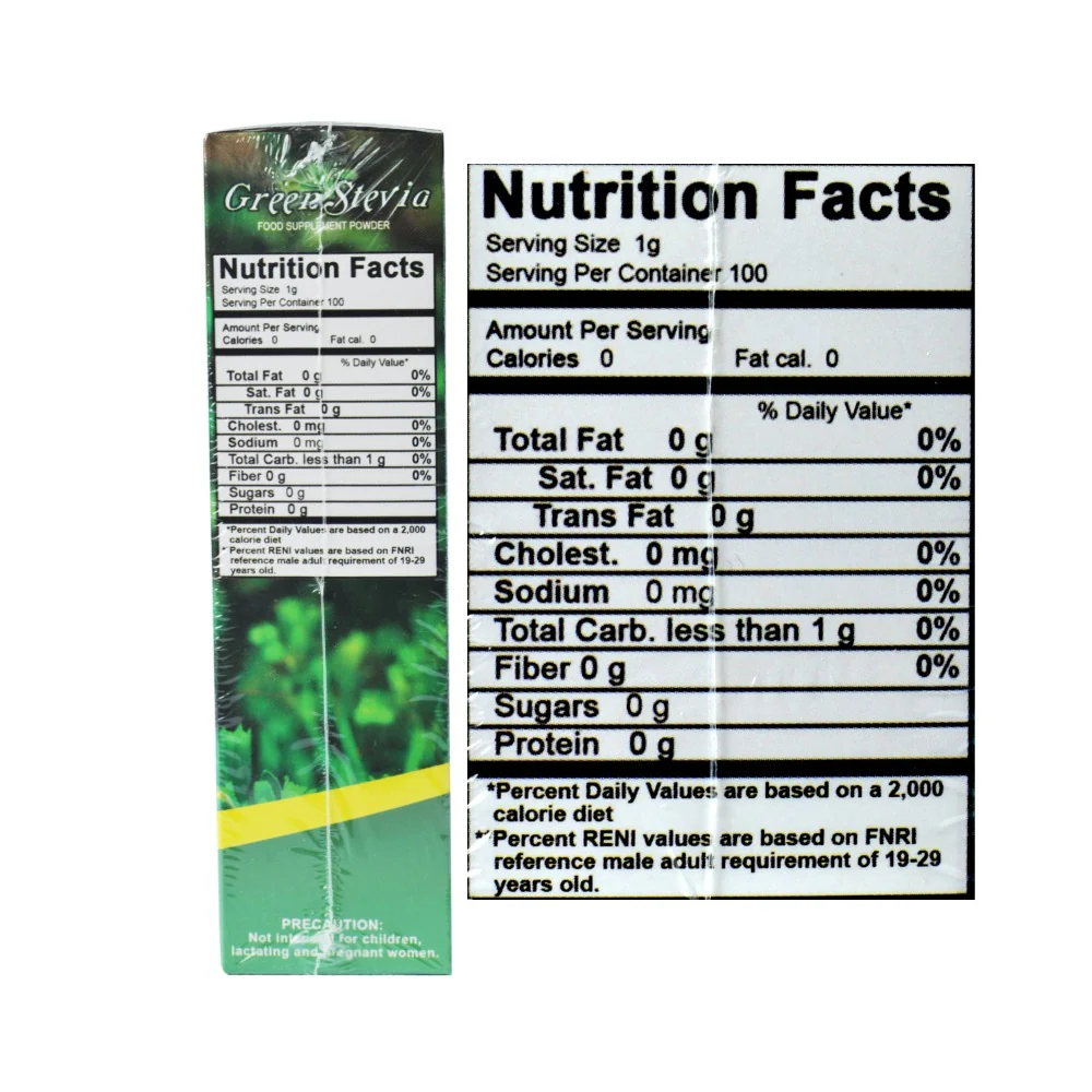 Green Stevia Food Supplement Powder 100 Sachets - Image 3