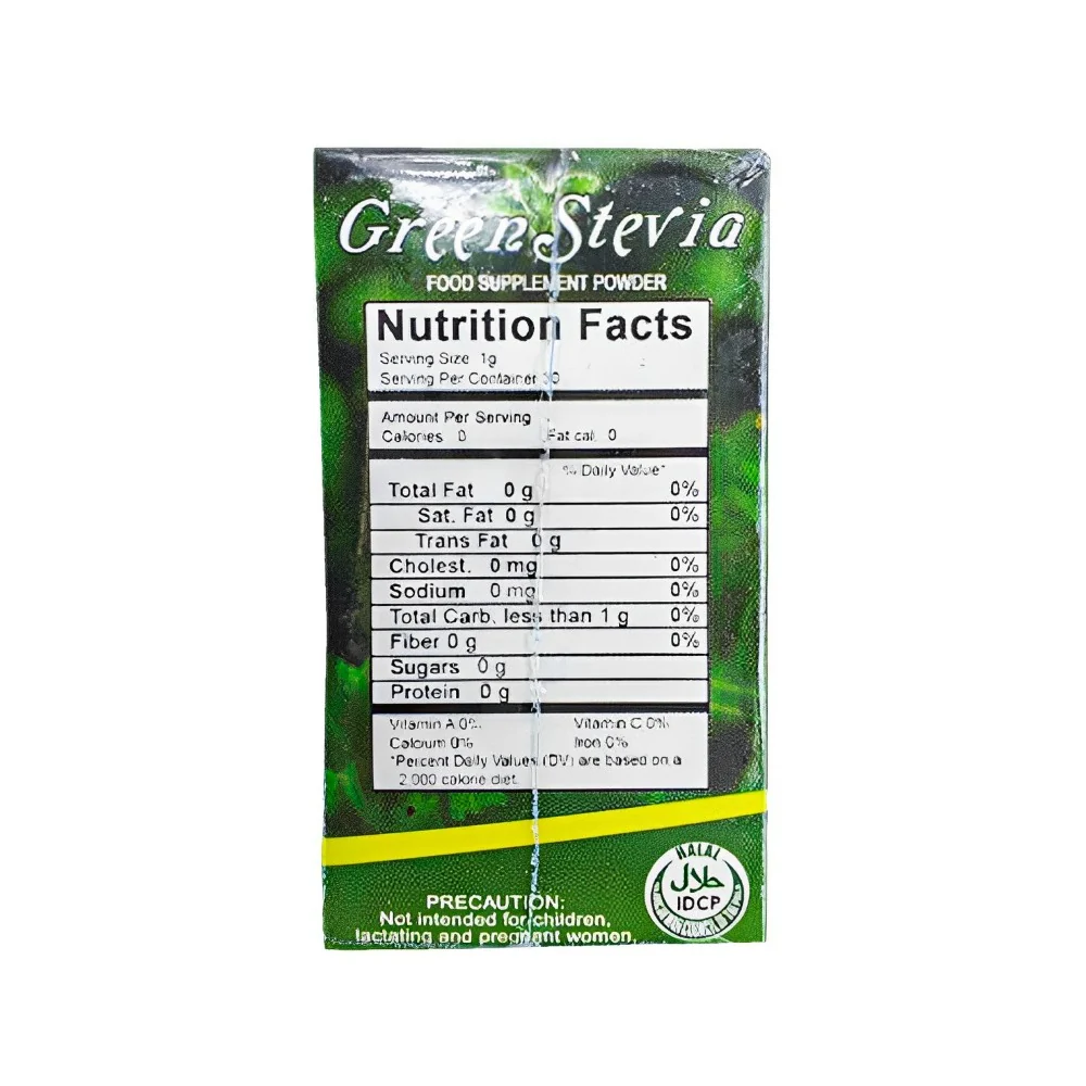 Green Stevia Food Supplement Powder 1g x 30 Sachets - Image 2