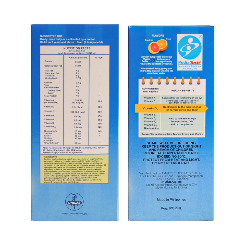 Growee Vitamins with Chlorella Syrup 120ml - Image 2