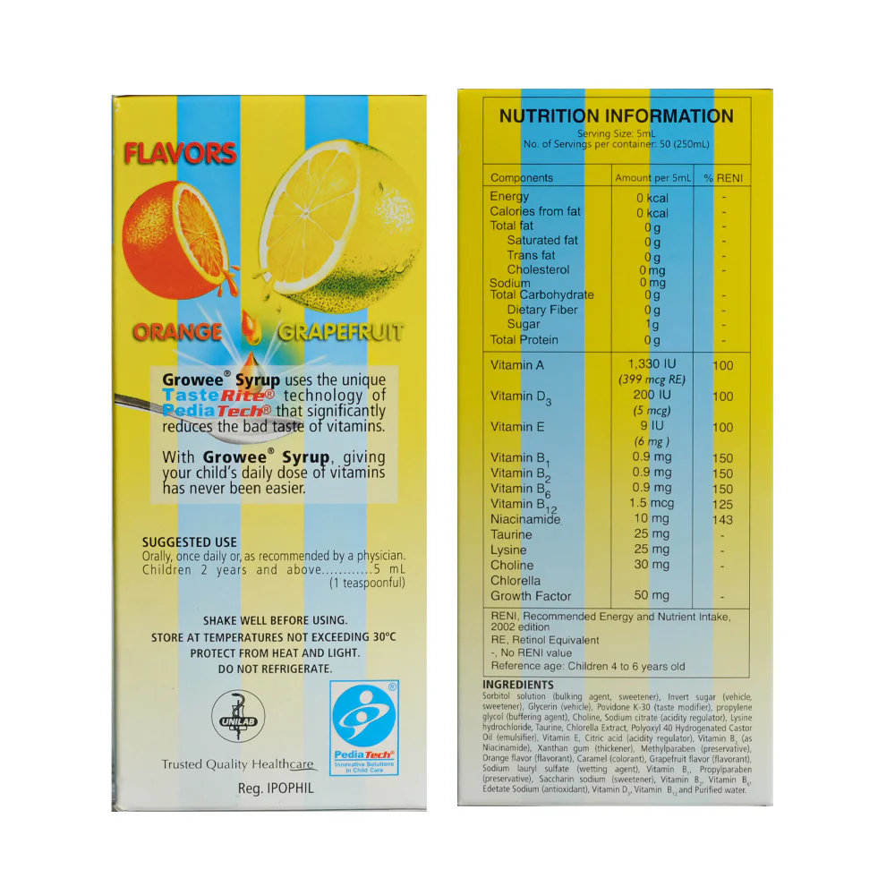 Growee Vitamins with Chlorella Syrup 250ml - Image 2