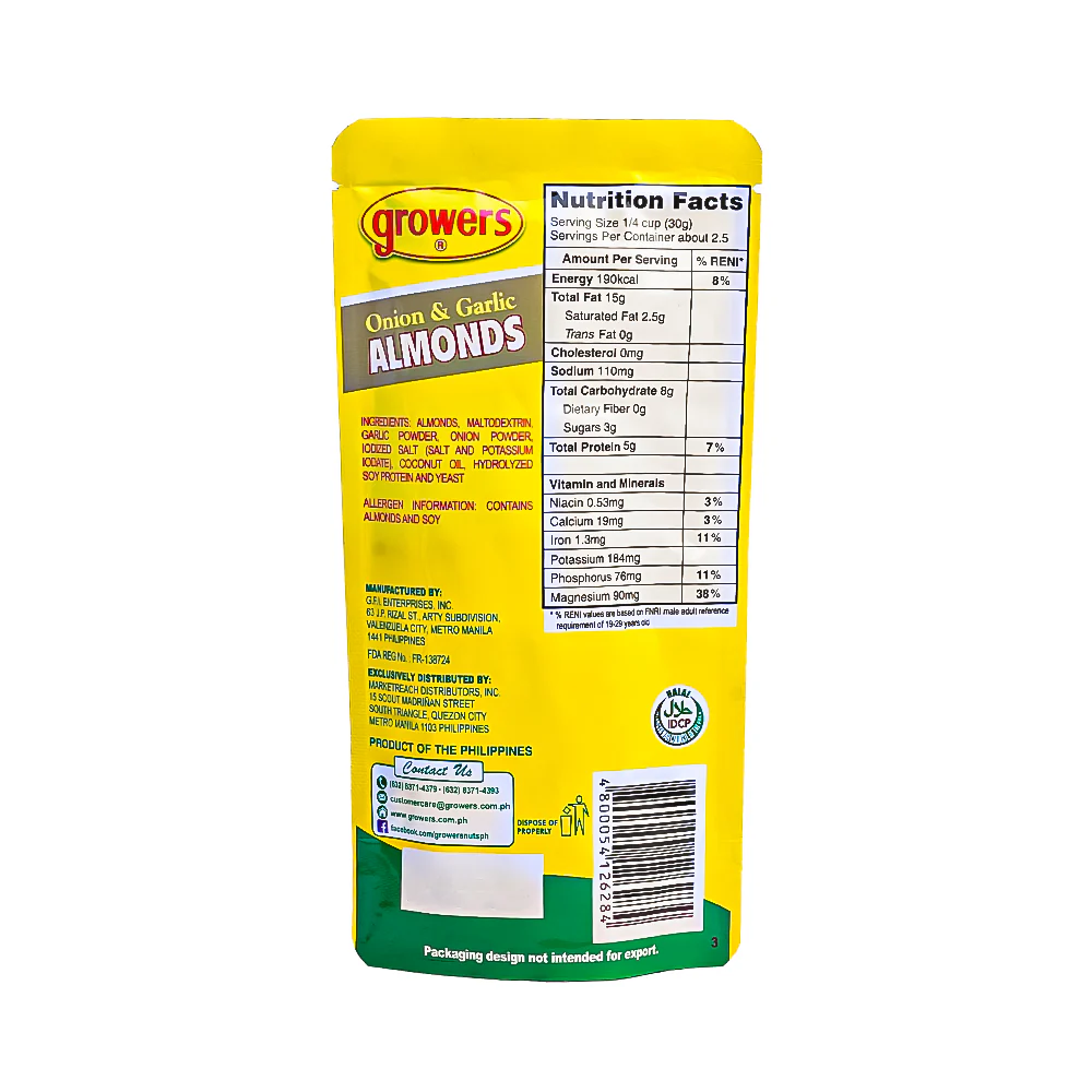 Growers Onion And Garlic Almonds 80g - Image 2