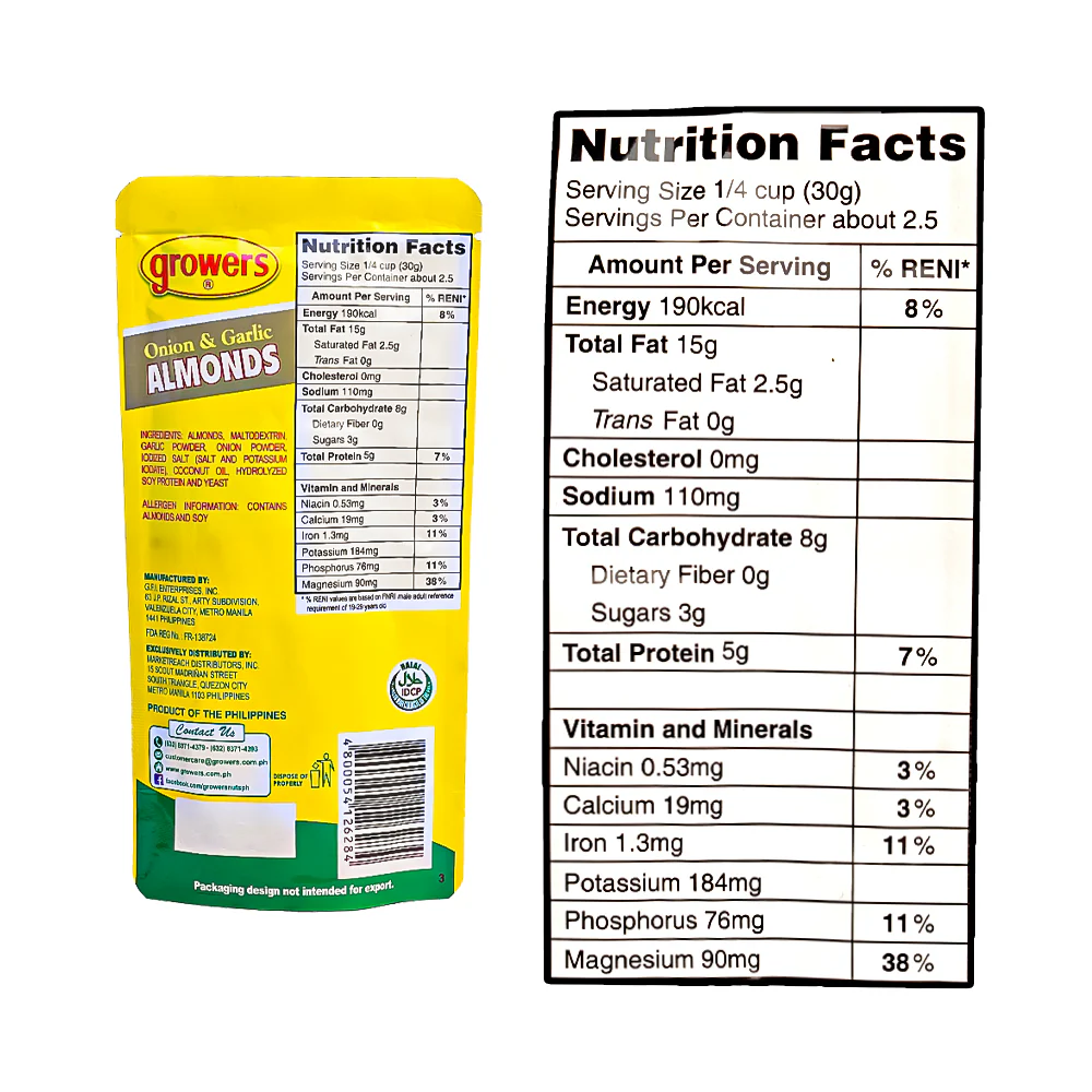 Growers Onion And Garlic Almonds 80g - Image 3