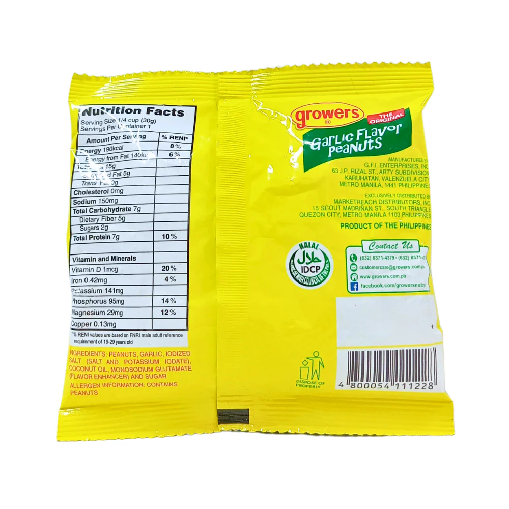 Growers Original Garlic Flavor Peanuts 30g - Image 2