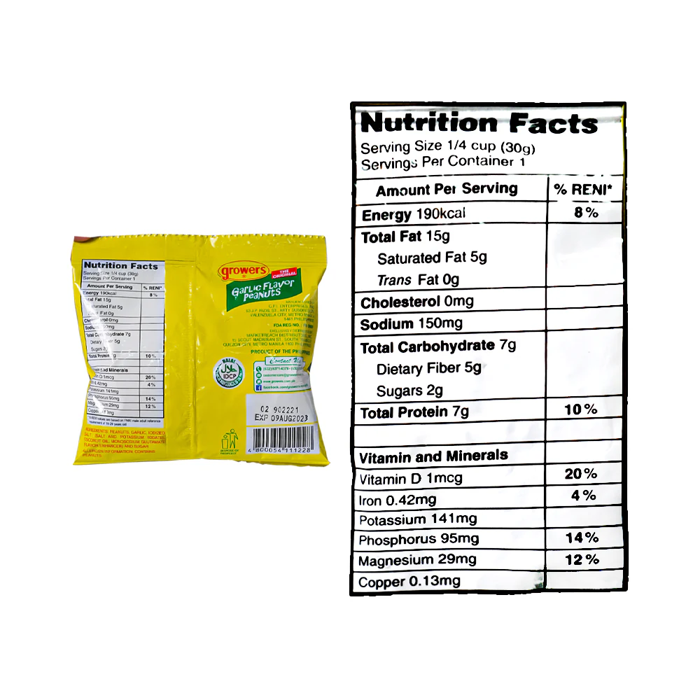 Growers Original Garlic Flavor Peanuts 30g - Image 3
