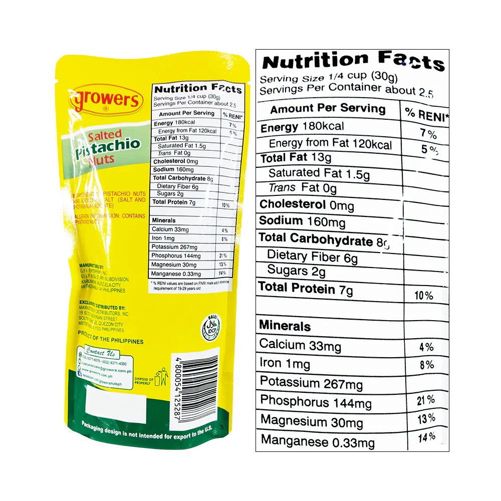 Growers Salted Pistachio Nuts 80g - Image 2