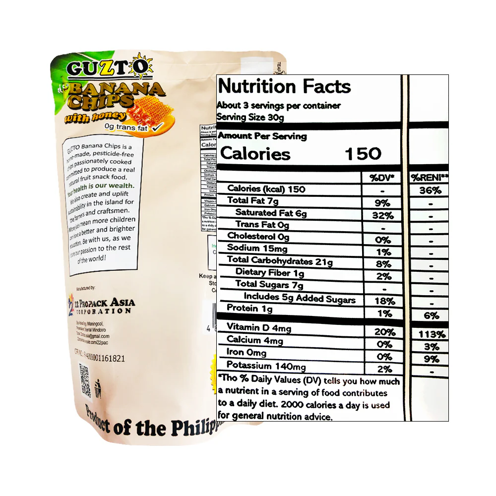 Guzto Banana Chips With Honey 100g - Image 2