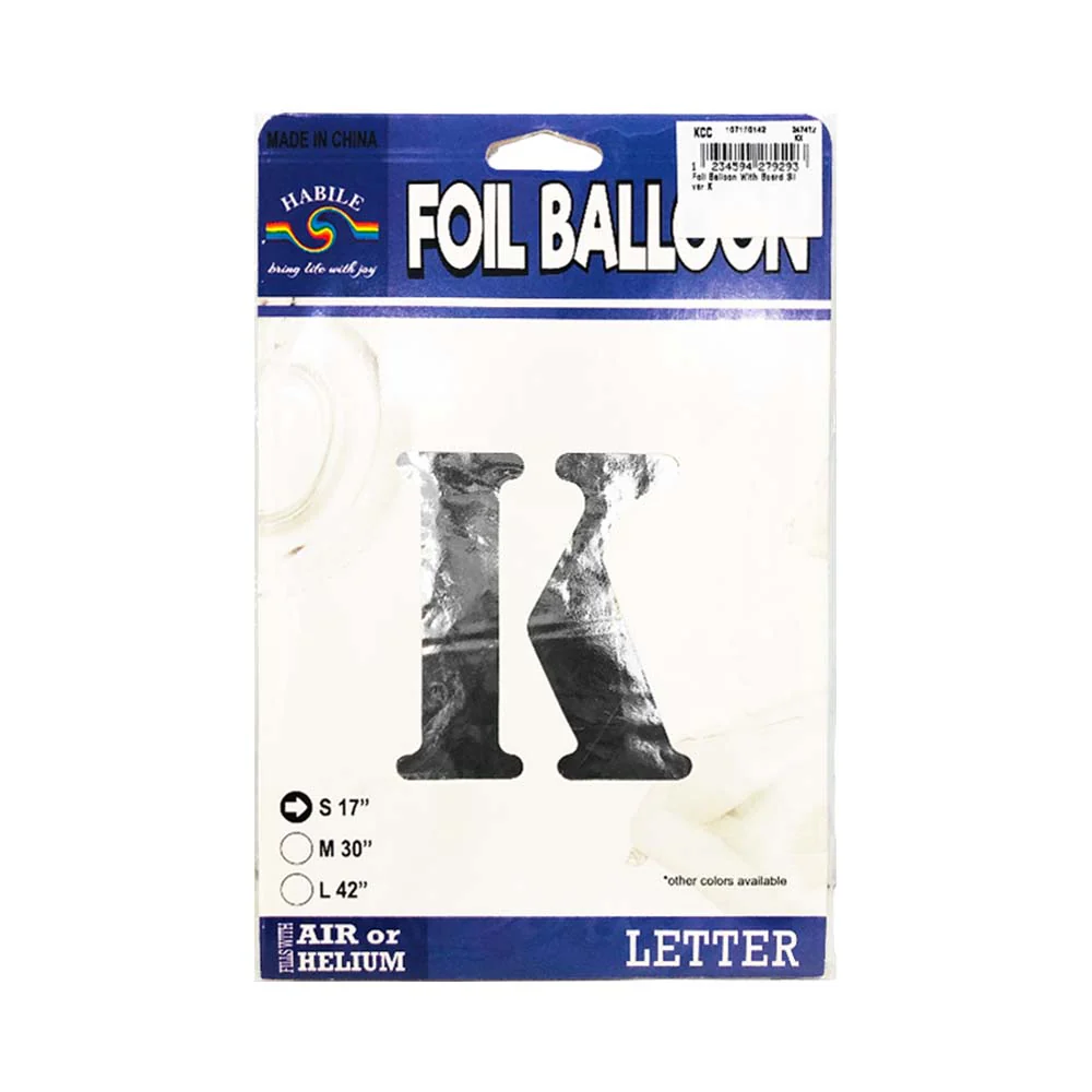 Habile Foil Letter Balloon Silver 17in - Image 12
