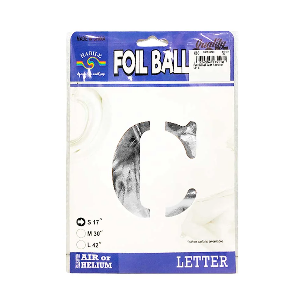 Habile Foil Letter Balloon Silver 17in - Image 3