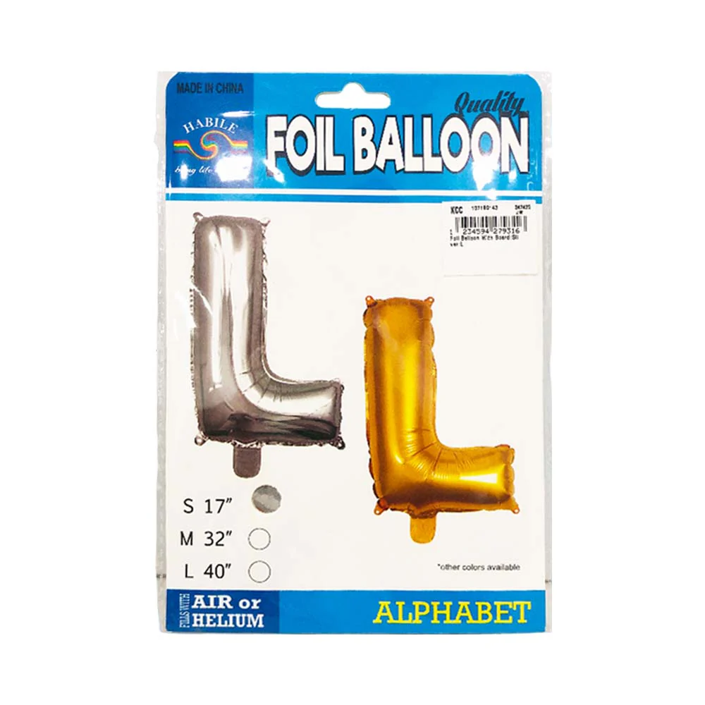 Habile Foil Letter Balloon Silver 17in - Image 35