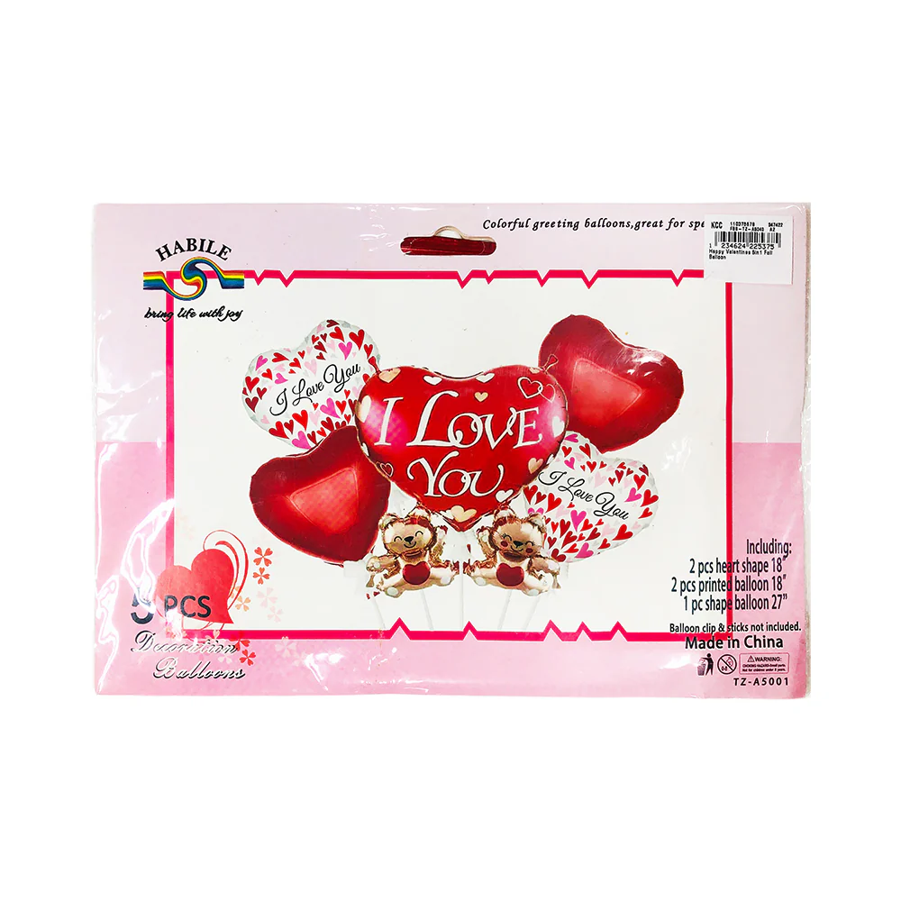 Habile Happy Valentines Foil Balloon Set 5's - Image 3