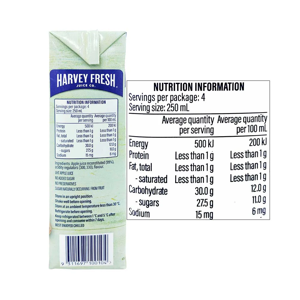 Harvey Fresh 100% Fruit Drink Apple 1L - Image 2