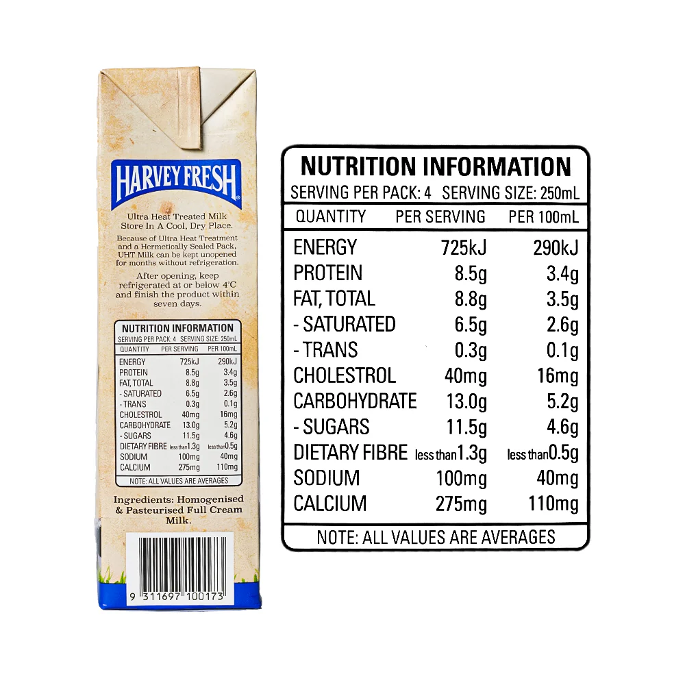Harvey Fresh Full Cream Milk 1L - Image 3