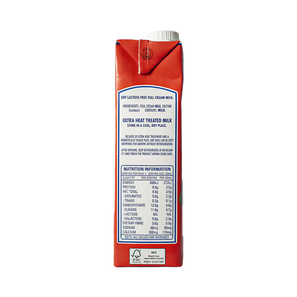 Harvey Fresh Lactose Free Full Cream Milk 1L - Image 2