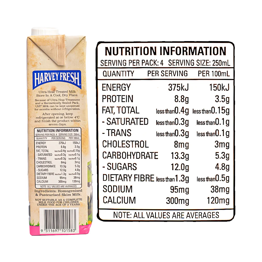 Harvey Fresh Skim Milk 1L - Image 3