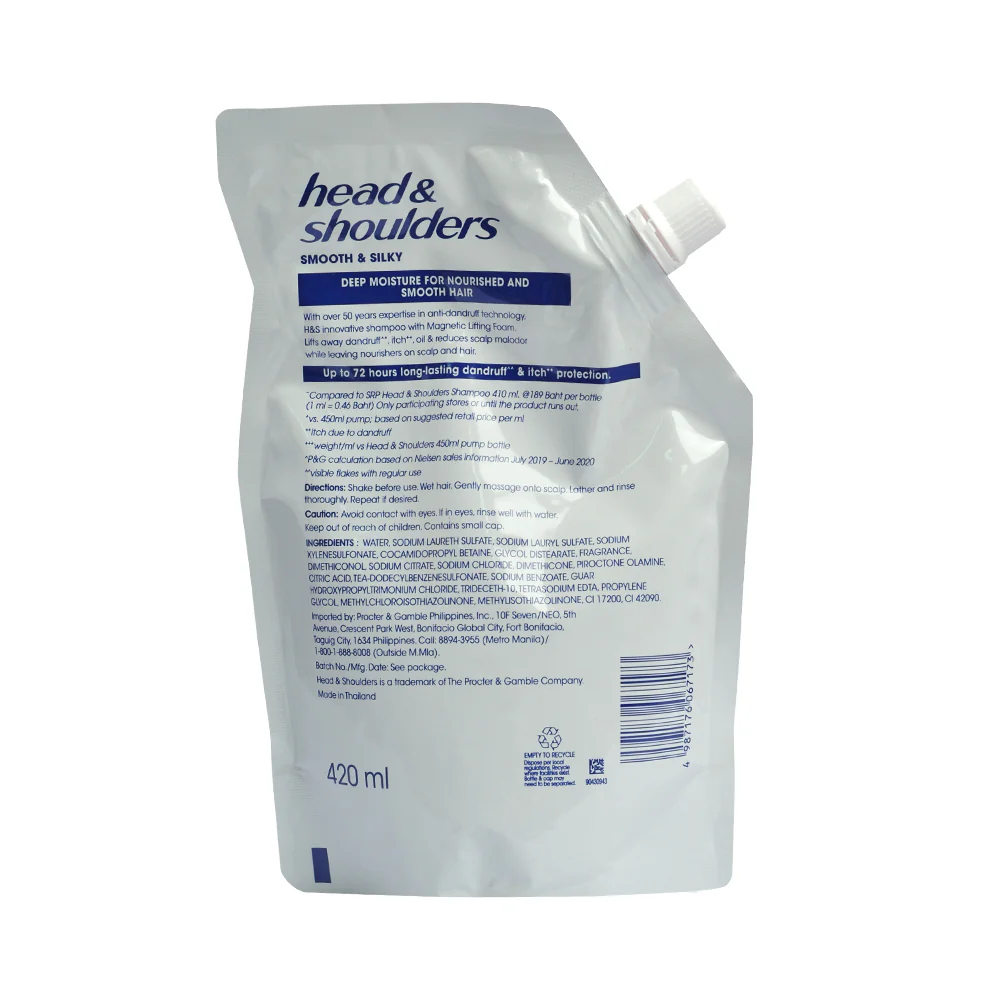 Head & Shoulders Anti-Dandruff Shampoo Smooth And Silky Refill Pack 420ml - Image 2