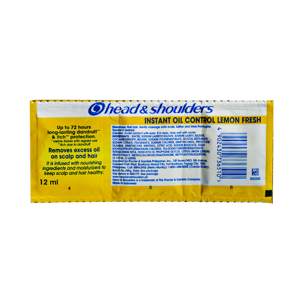 Head & Shoulders Anti-Dandruff Shampoo Lemon Fresh 12ml x 12's - Image 2