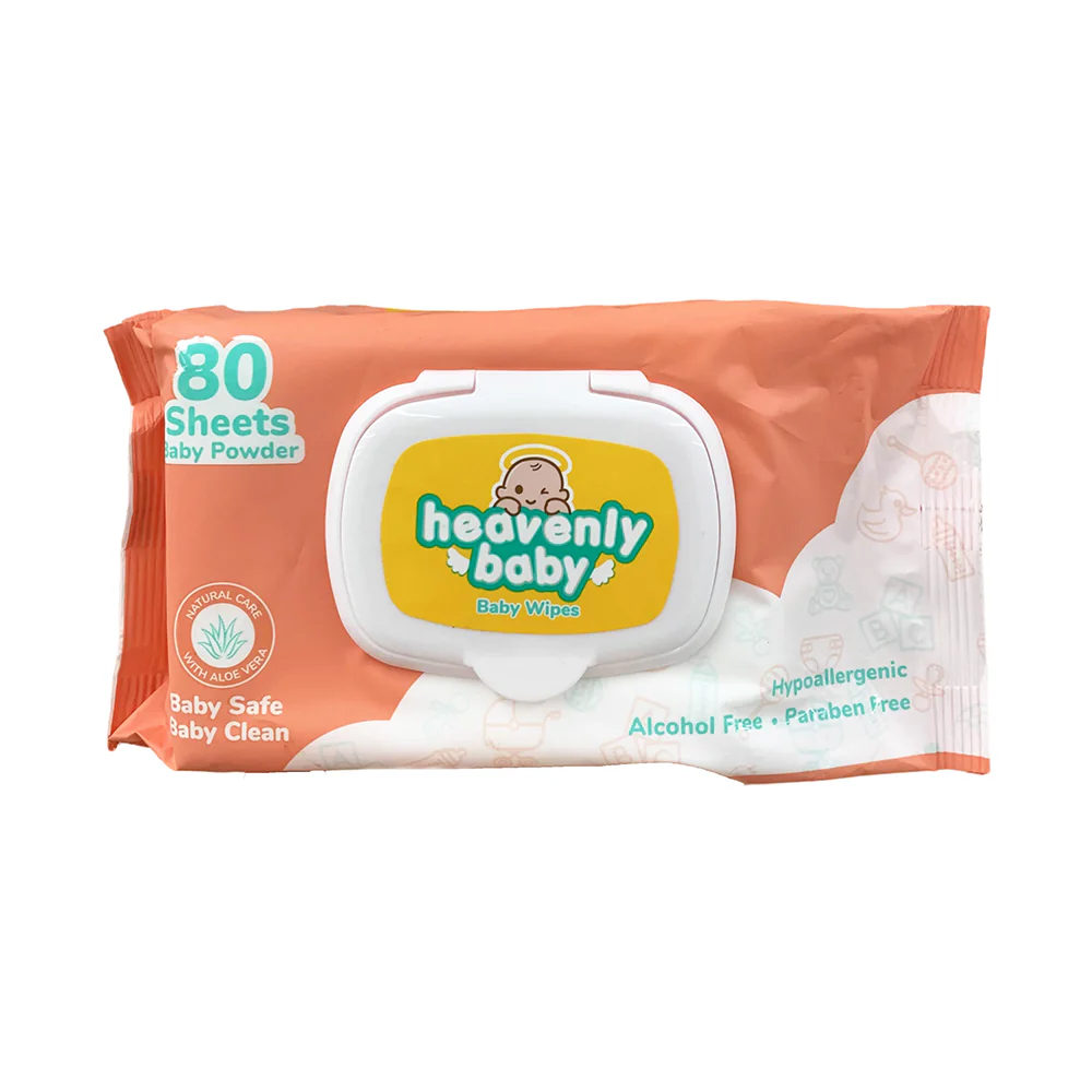 Heavenly Baby Wipes Baby Powder Scent 80 Sheets x 2's + 1