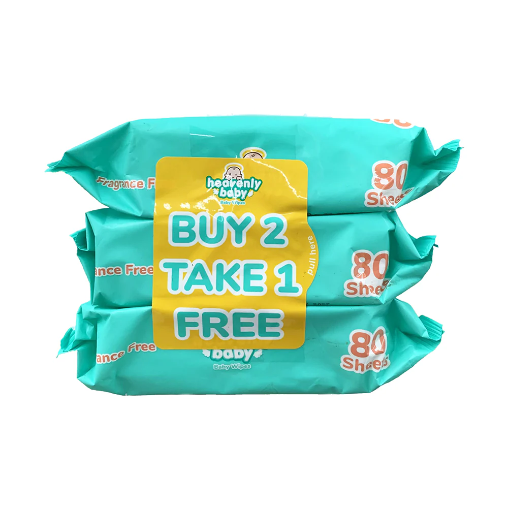 Heavenly Baby Wipes Fragrance Free 80's x 2's + 1 - Image 2