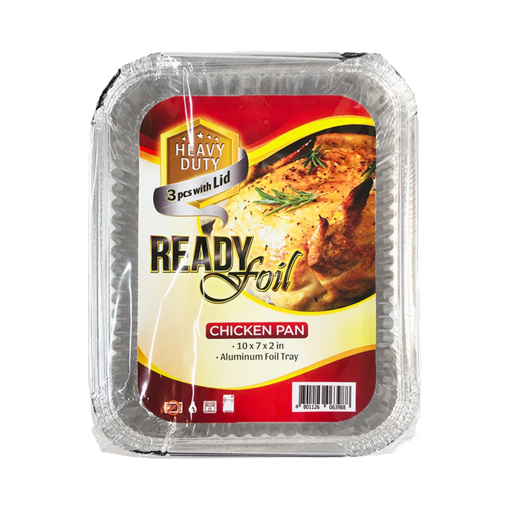 Heavy Duty Ready Foil Aluminum Tray With Lid Cassava Pan - Image 2